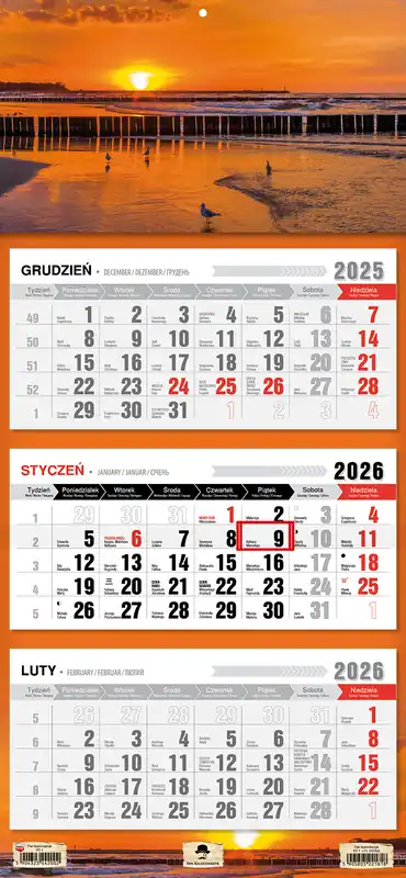 Kalendarz 2025 Trójdzielny płaska główka Ustka Nowość