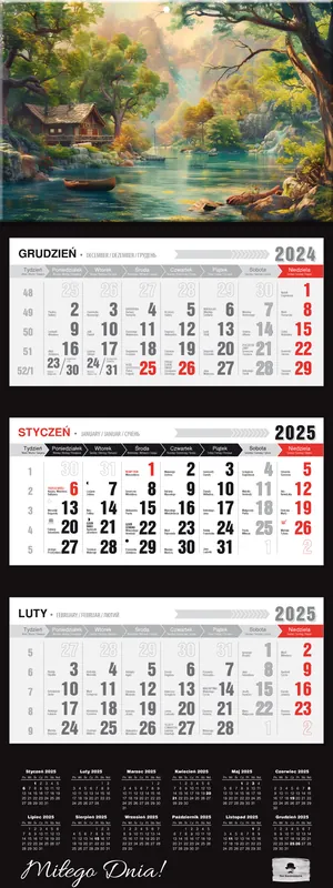 Kalendarz 2025 Trójdzielny Premium Pejzaż Promocja
