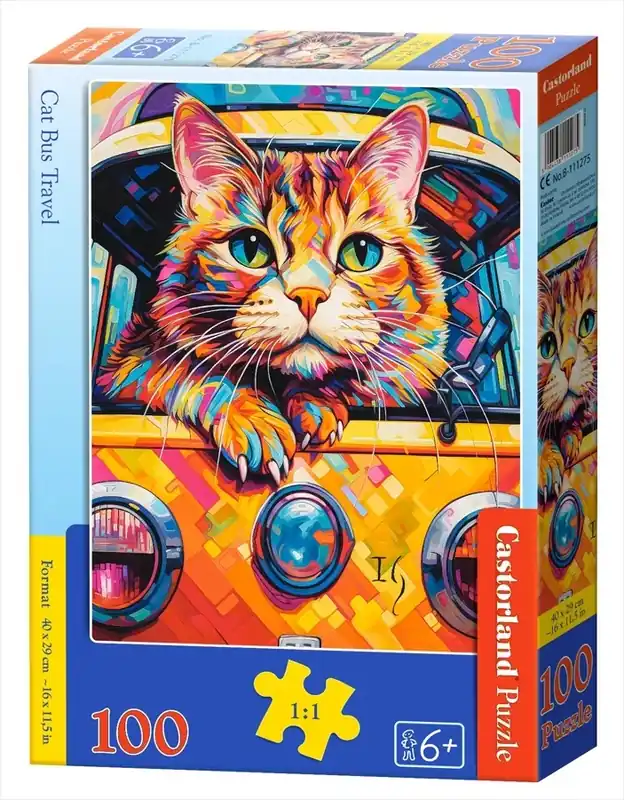 Puzzle 100 Cat Bus Travel CASTOR Nowy