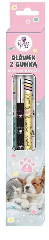 Dostępne od ręki Ołówek z gumką The Sweet Pets 4szt