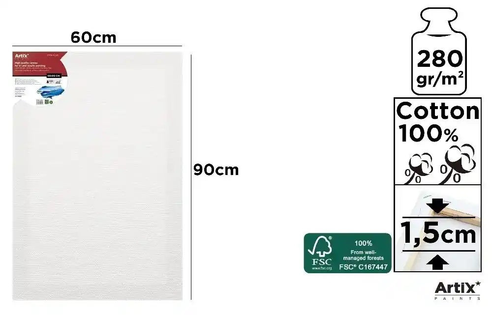 Podobrazie 60x90x1,5cm 380G/m2 Ograniczona ilość