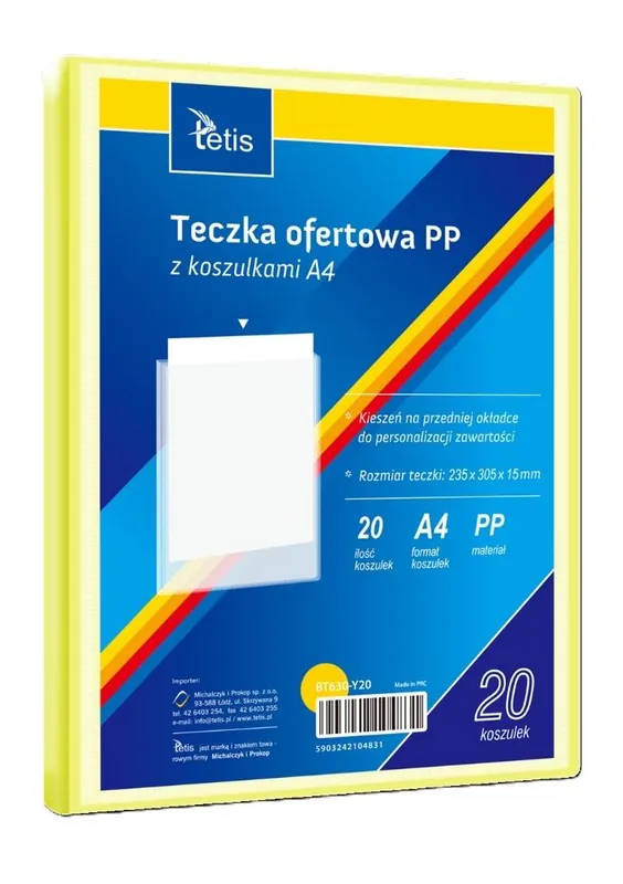 Hit sprzedaży Teczka ofertowa A4 PP + 20 koszulek żółta