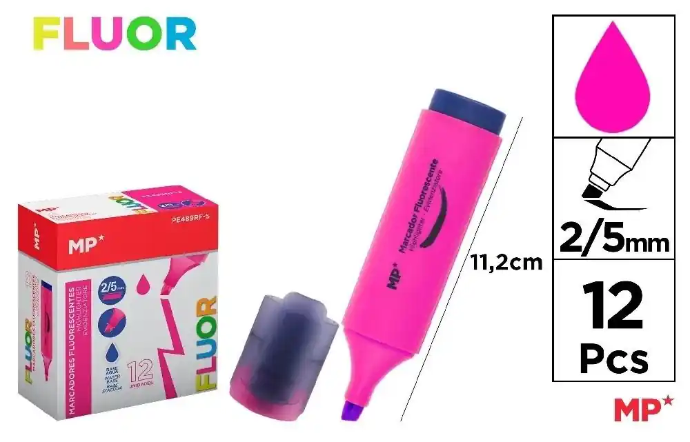 Zakreślacz fluorescencyjny 2-5mm różowy (12szt) Nowy