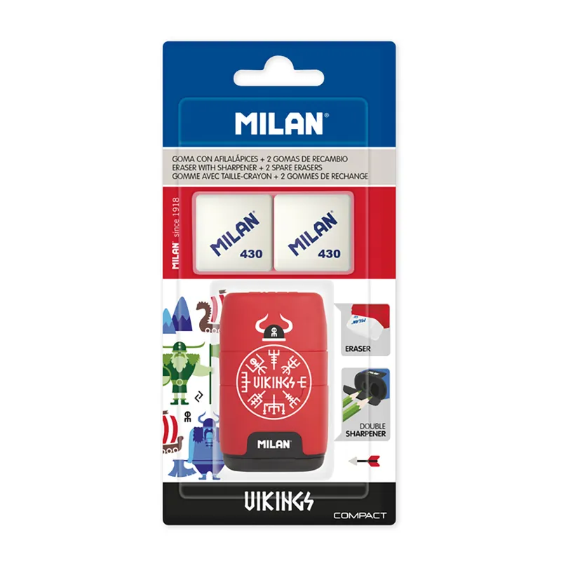 Temperówka z gumką Milan COMPACT VICKINGS + 2 gumki Darmowa dostawa