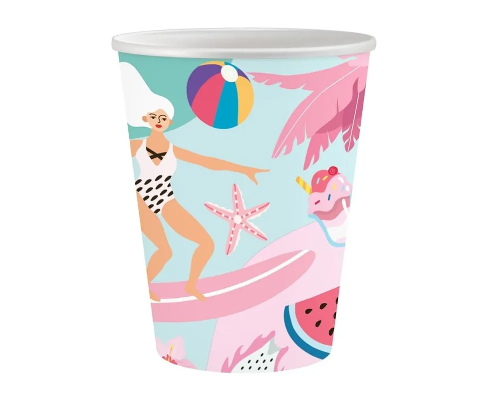 Łatwy zwrot Kubeczki papierowe Summer - Let's Party 250ml 6szt