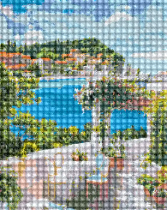 Dostępne od ręki Diamentowa mozaika - Śniadanie nad morzem 40x50cm