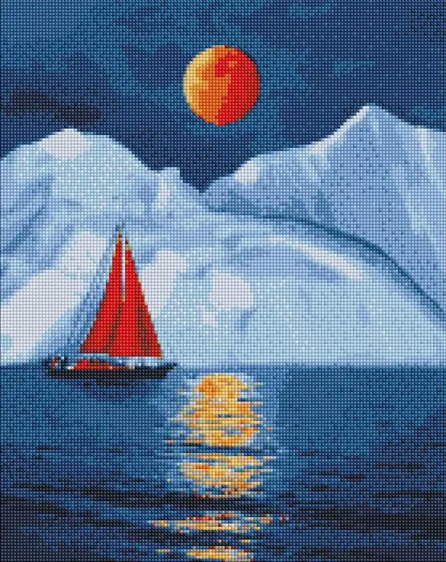 Szybka wysyłka Diamentowa mozaika - Czerwony żaglowiec 40x50cm