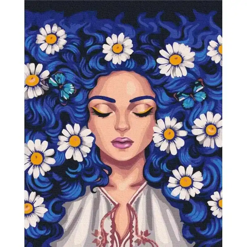 Malowanie po numerach - Stokrotki we włosach 40x50 Łatwy zwrot