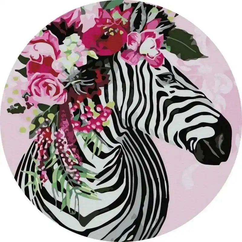 Malowanie po numerach okrągłe - Fantastyczna zebra Szybka dostawa