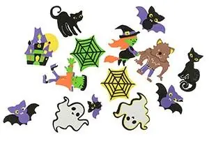 Bezpieczne zakupy Naklejki piankowe z halloweenowym nadrukiem 45szt