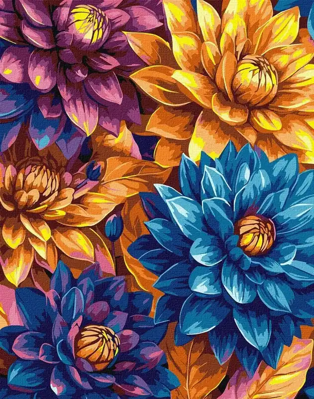 Cena promocyjna Malowanie po numerach - Jasne dalie 30x40cm
