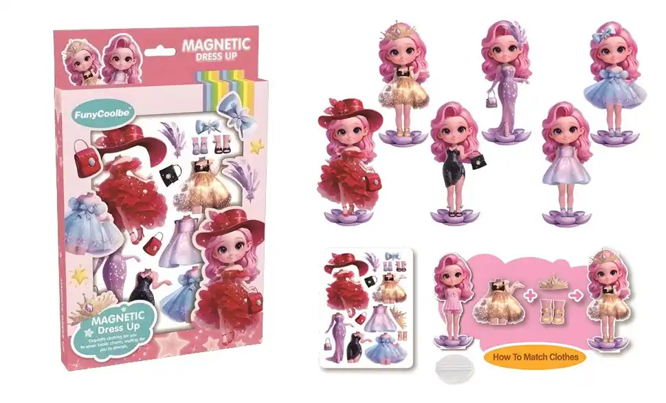 Oferta limitowana Układanka magnetyczna różowa zabawa w ubieranie