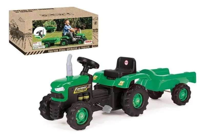 Traktor na pedały z przyczepą zielony Wyjątkowa oferta