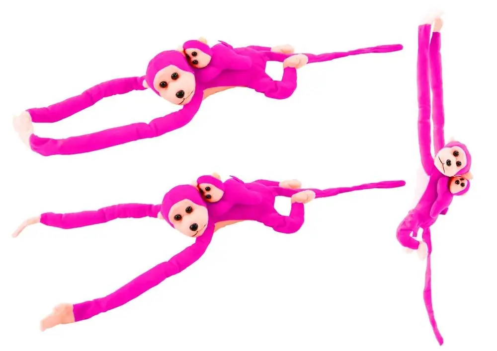 Nowy Maskotka małpka z dzieckiem ciemno różowa 90cm