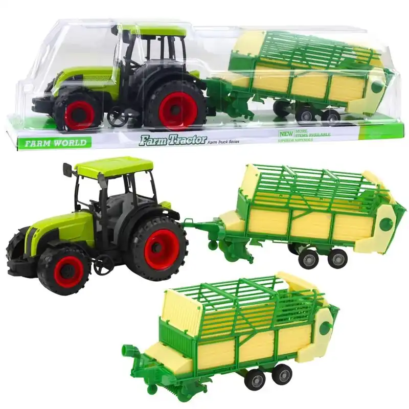 Traktor rolniczy przyczepą zielono-żółtą Niska cena