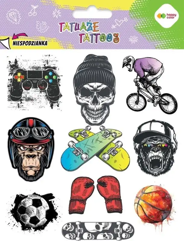 Popularny Tatuaże zmywalne Be Cool HAPPY COLOR