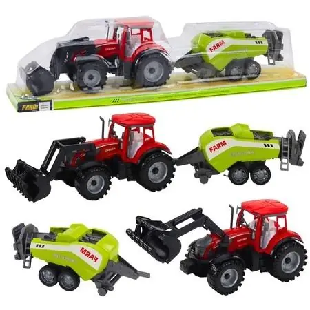 Traktor z ładowaczem i prasą rolniczą czerwony Kup teraz